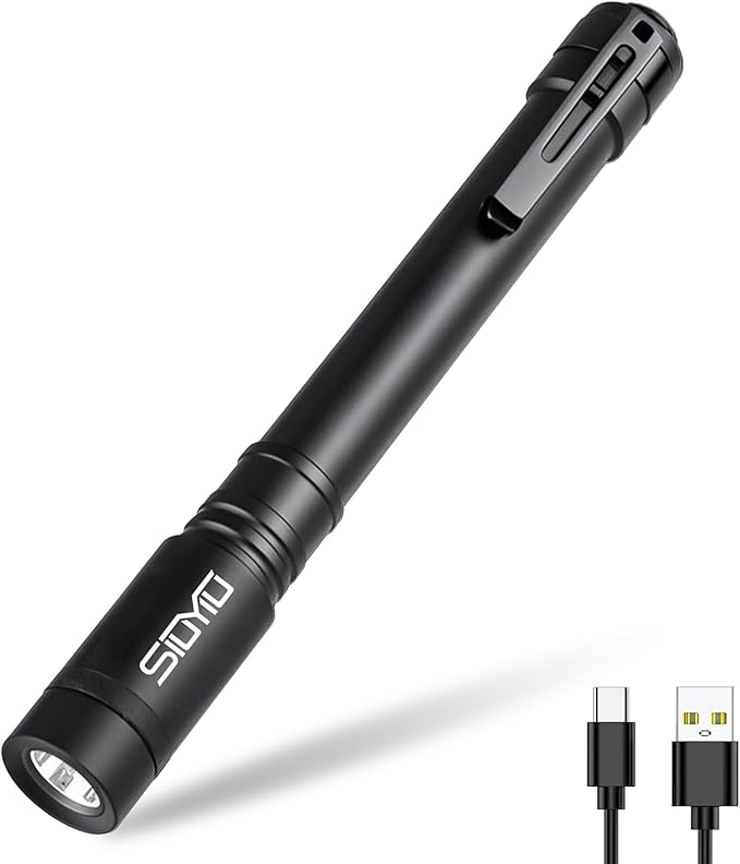 Rechargeable Pen Light, 500 Lumens Powerful EDC Flashlight, Bright LED Pen Flashlight with Clip, IP65 Waterproof Small Flash Light, for Emergency & Outdoor Activity Ligh