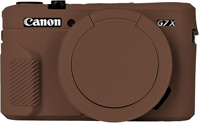 Easy Hood G7X Mark II Case, Protective Case for Canon Powershot G7X Mark II Digital Camera, Removable Lens Cover Silicone Sleeve Soft Camera Cover Rubber Protective Body Skin - Brown