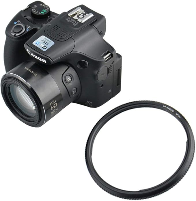 58mm Metal Lens Filter Adapter Ring for Canon SX70 HS, SX60 HS, SX50 HS, SX40 HS, SX30 is, SX20 is, SX10 is, SX1 is, SX540 HS, SX530 HS, SX520 HS Digital Camera Replaces Canon FA-DC67A Adapter Ring