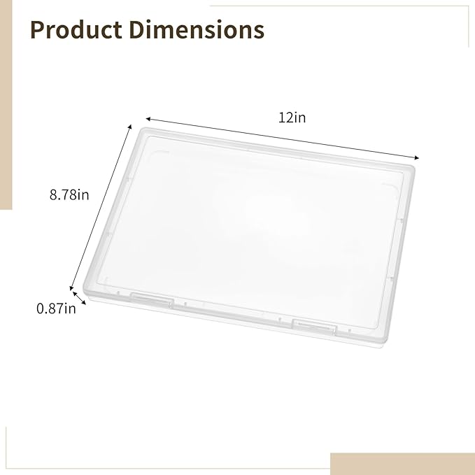 6 PCS Clear Photo Storage Boxes, 12 x 8.8 in Transparent Plastic Photo Case, Dustproof and Moisture-Proof, Container for Scrapbooks, Postcards, Crafts, Office Supplies, Files