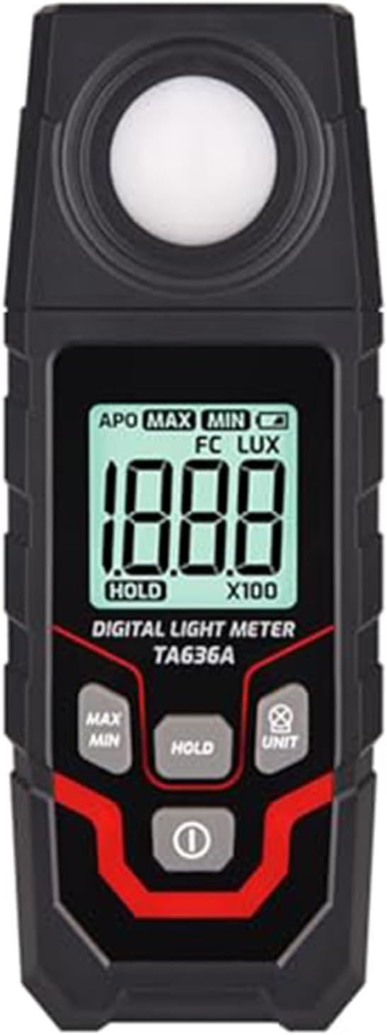 Digital Illuminance Light Meter Tester 200,000Lux Meter Luxmeter Lighting Intensity Brightness Measurement Tool for Indoor Outdoor Film Photography lumens LED Photometer