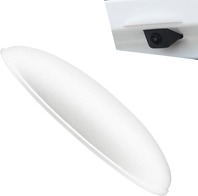 Car Rearview Camera Cover, Rain and Snow Proof Reversing Camera Protection for Clear Imaging, Wider Longer Waterproof Shield, Universal Self-Adhesive Exterior Modification for Cars (White)