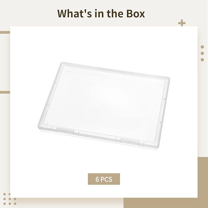 6 PCS Clear Photo Storage Boxes, 12 x 8.8 in Transparent Plastic Photo Case, Dustproof and Moisture-Proof, Container for Scrapbooks, Postcards, Crafts, Office Supplies, Files