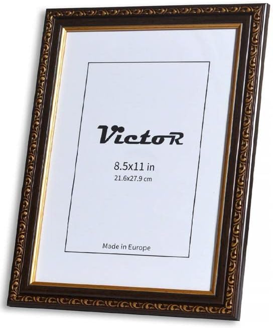 VictoR Picture Frame Chagall 8,5x11 Black Gold - Vintage Picture Frames with Shutterproof Acrylic Glass - 8,5 x 11 Photo Frame - Black Picture Frames - Antique - only for hanging