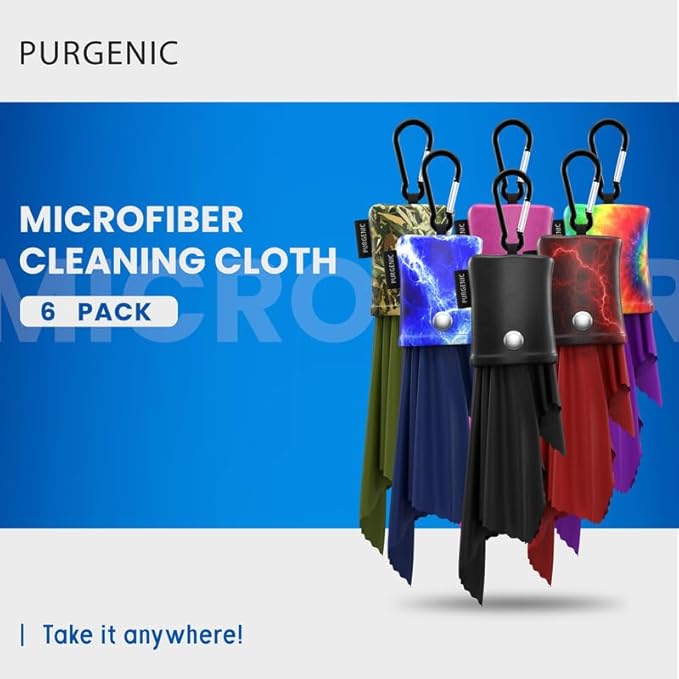 Microfiber Cloth & Glasses Wipes (6 Pack) Lens & Glasses Cleaning Cloth - Eyeglass Cleaner - Camera Lenses & Gadget Delicate Screens - All Six