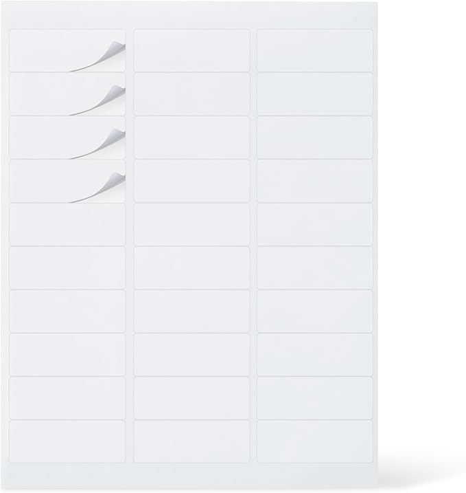 Amazon Basics Printable Address Labels, White, 1" x 2-5/8", 3000 Blank Mailing Labels