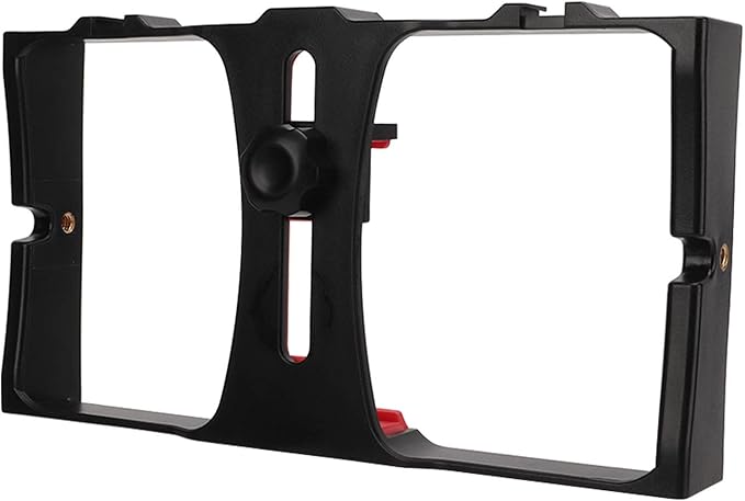 Phone Video Camera Cage ABS Handheld Smartphone Stabilizer Rig 4.3-10.8cm Clamp - Lightweight Shockproof Design with Cold Shoes & 1 / 4in Screws for Vlog Livestreaming & Vi (Red)