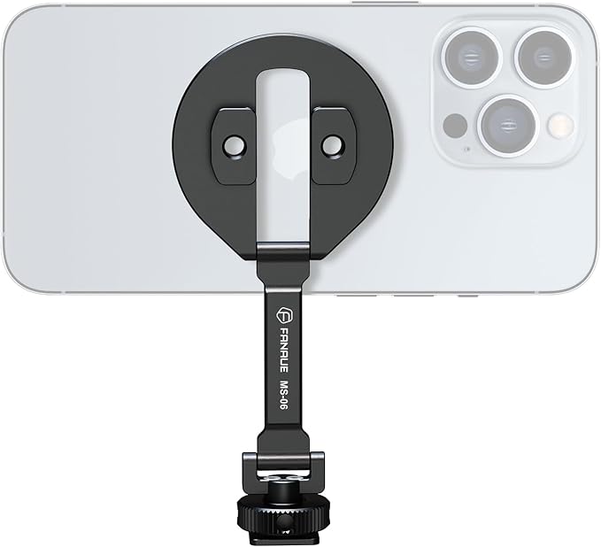FANAUE Magnetic Phone Tripod Mount, Cold Shoe Phone Holder for Camera, Aluminum iPhone Tripod Mount Adapter with 1/4”Threaded Hole, Compatible with iPhone 17/16/15/14/13 Series