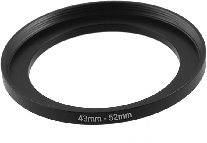uxcell Metal Step Up Filter Ring Adapter, 43mm to 52mm Step-Up Adapter Ring Filters for Camera Lenses Hood, Aluminum Male 43mm to Female 52mm Camera Stepping Rings, Black