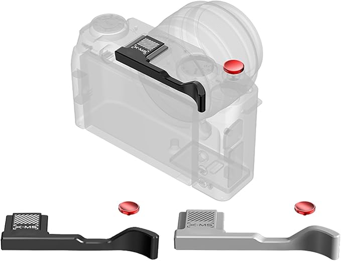 XM5 Metal Thumb Grip for Fujifilm XM5 Camera, Thumb Up Rest Anti-Slip Grip with Hot Shoe Shutter Button Cover Protector for Fuji FUJIFILM X-M5 Camera, with Anti-Scratch Silicone Pad (Silvery)