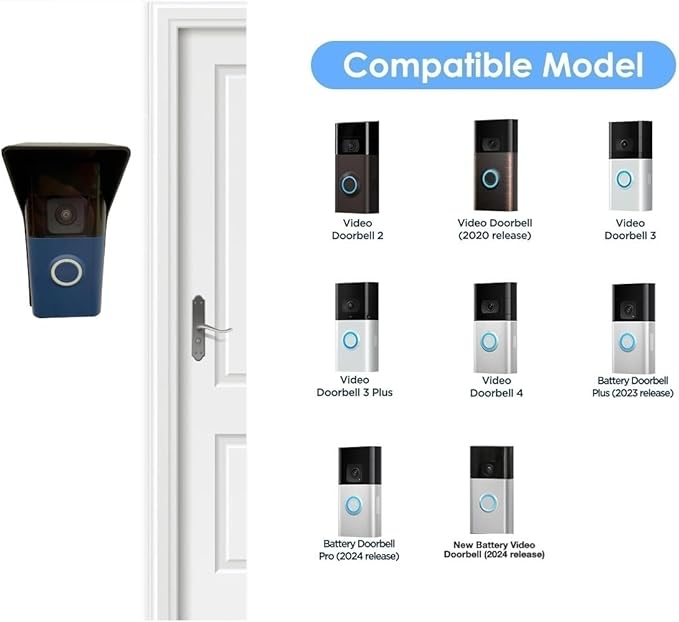 Doorbell Rain Cover Bracket kit Compatible with Video Doorbells 2/3/3Plus/4, Video Doorbell Mounting Plate Bracket Wedge Kit Rainproof and Anti Glare
