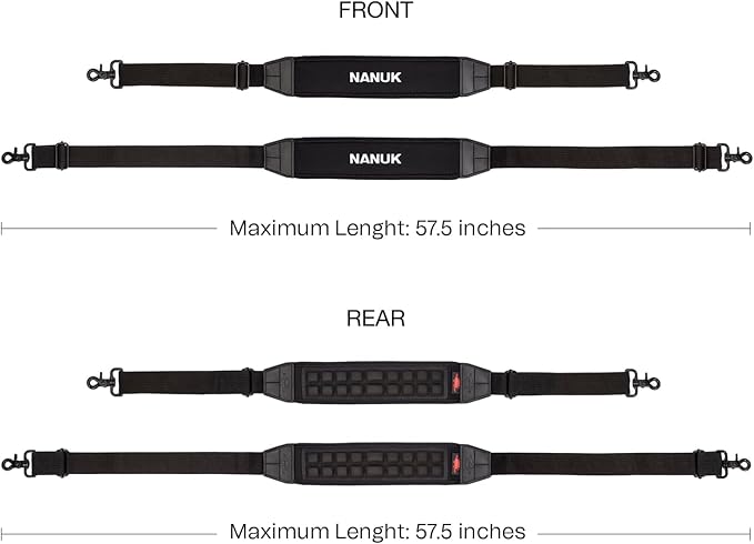 NANUK Adjustable Shoulder Strap, 57.5" – Heavy-Duty, Padded with Non-Slip AirCell Cushioning – Black