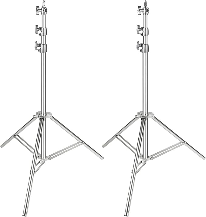 NEEWER 2PCS Light Stand Kit, 79"/200cm Stainless Steel Heavy Duty Tripod Stand with 1/4" to 3/8" Adapter for Studio Softbox, Monolight, Reflector