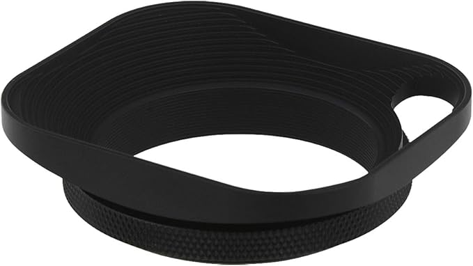 Haoge LH-E2P 49mm Square Metal Screw-in Lens Hood Hollow Out Designed with Cap for Leica Rangefinder Camera with 49mm E49 Filter Thread Lens Black