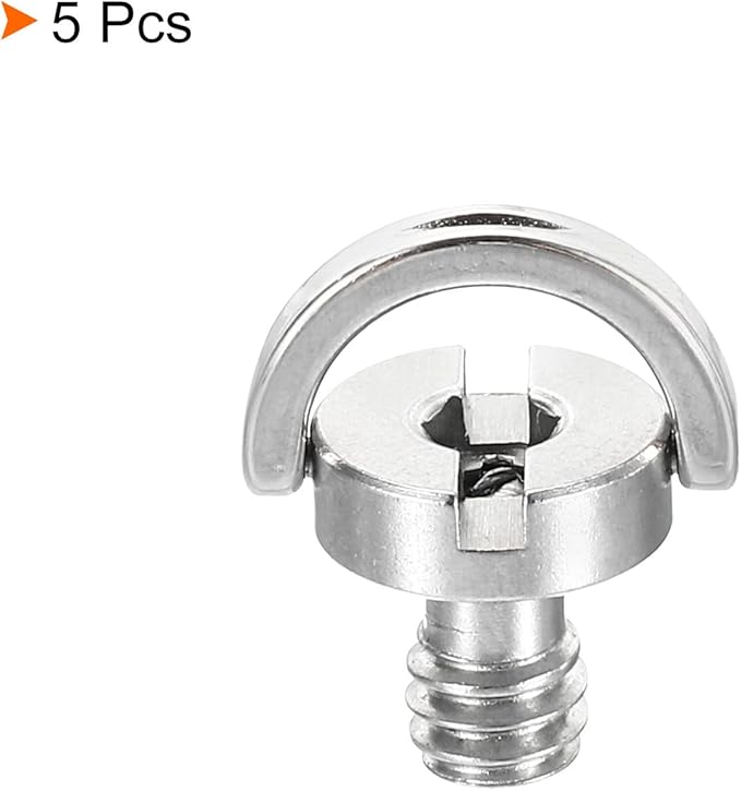 PATIKIL 1/4-20 Thread 13mm Length D-Ring Stainless Steel Camera Fixing Screws, 5 Pack D Shaft Quick Release Plate Screw for Camera Tripod/Monopod, Silver