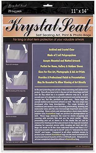 Creative Mark Krystal Seal ATC Art and Photo Bags - Archival Polyethylene Sealing Bags for Paintings, Artwork and Photo Storage - 11 x 14- Pack of 25