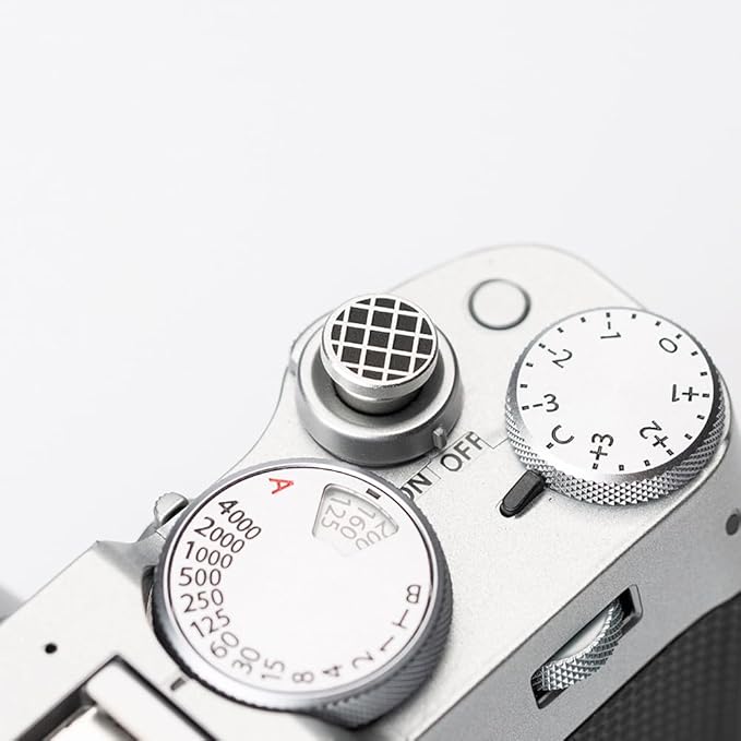 Grid Pattern Camera Metal Shutter Button for FUJIFILM X100VI X100V X-T4 X-T3 X-E4 X-T50 X-T30II hot Shoe Cover Shutter Decorative Set (Aluminum Alloy-Shutter Decorative Button)