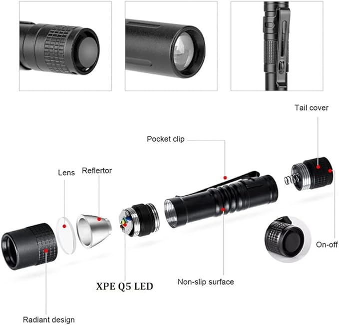 Pen Light, LED Pocket Pen Flashlight, 5 Pcs Small Mini Flashlight with Clip, Inspection Flashlights with 3 Modes for Camping, Outdoor, Emergency