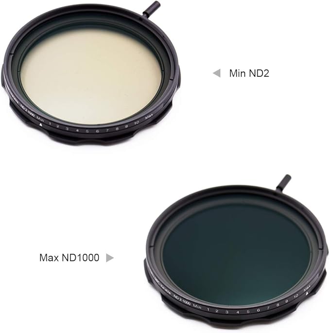 JONGSUN 62mm Variable ND Filter, S-Pro MRC 16 Layers Nano Coatings, More Than 10 Stop ND2-ND1000 Stepless Adjustment Graduated, Lens Cloth Kit, Camera Neutral Density Filter