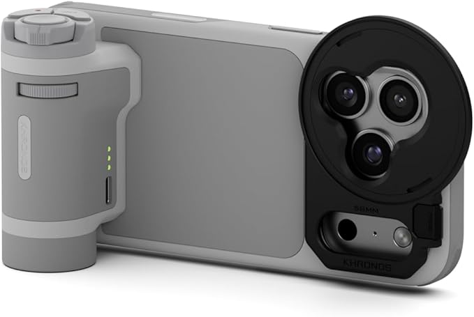 Tilta Khronos Lite Handheld Kit Compatible with iPhone 17 Pro - Light Gray | Case with Kickstand | Bluetooth Control Handle | 58mm Filter Tray | Magnetic Backplate | Screen Protector