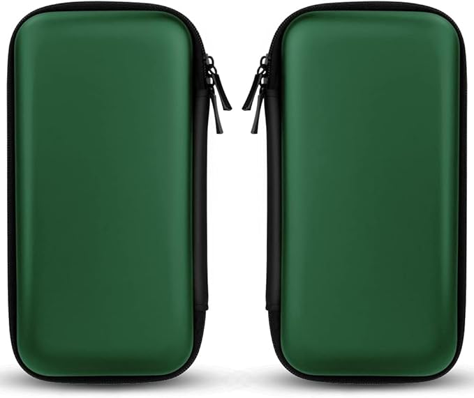 iMangoo Travel Essentials Electronics Organizer Charger Case Portable Dual Zipper Shockproof Pouch Tech Purse Cord Cable Pouches Power Bank Storage Accessories Bag for Women Men,6.5x3.2x1 Green