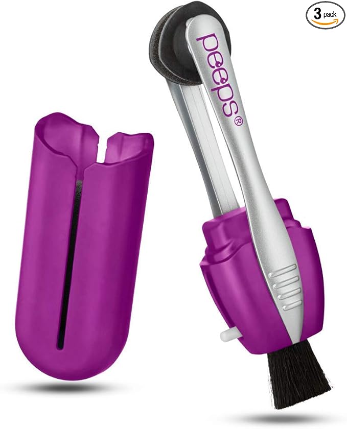 Peeps CarbonKlean Glasses Cleaner - for Eyeglasses, Reading Glasses, and More - Lens Cleaner With Carbon Microfiber Tech - Purple Injected - 3 Pack
