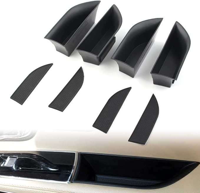 Cnthan7 4PCS Front& Rear Row Door Side Grab Handle Phone Key Holder Armrest Organizer Tray Accessaries For Jaguar XJ XJL 2010-2016