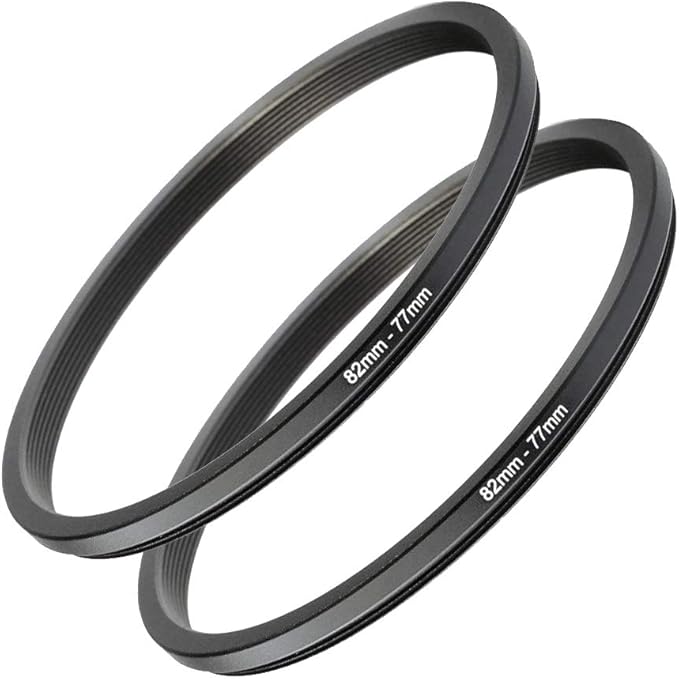 82mm-77mm Step Down Ring [82mm Lens to 77mm Filter], FANZR Camera Lens Filter Adapter Ring Lens, Premium Aluminum (2 Pack)