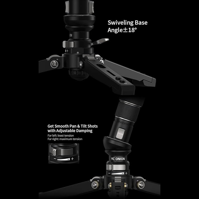 YC Onion Pineta Pro Carbon Fiber Monopod with FH60 Fluid Head and Pedal Base, Light Stand Lightweight Travel Monopod with Quick Release Plate for Sony Canon Nikon DSLR Cameras, Gimbal and etc