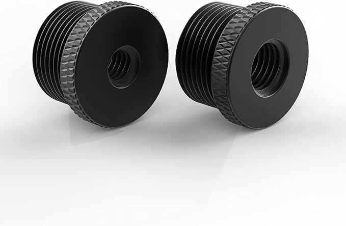 Donuts Mic Stand Adapter Combo Pack - 5/8 to 1/4 & 5/8 to 3/8 Mic Thread Screw Adapter for Tripod, Black
