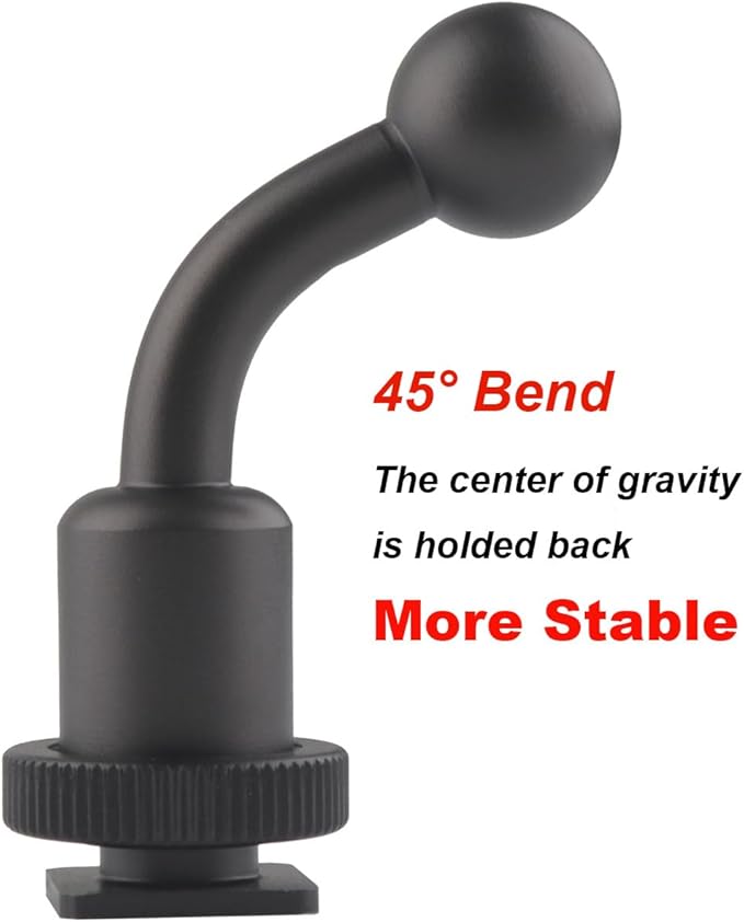 17mm Ball to Cold Shoe & 1/4 inch Female Thread Tripod Phone Mount Adapter (Aluminum Alloy)