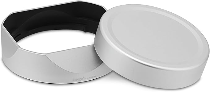Haoge Silver Metal Square Lens Hood for Fujifilm XF33mm F1.4 R LM WR Lens, Fuji XF23mmF1.4 R LM W,Fujinon XF 16-50mm F2.8-4.8 R LM WR Lens, Bayonet Hood Shade,with Metal Cap Kit,