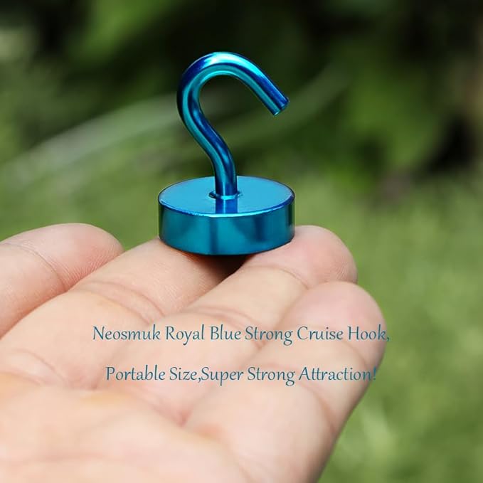 Neosmuk Magnetic Hooks, Cruise Ship Essentials, 40lb+ Heavy Duty Magnetic Hooks for Cruise Cabins, Refrigerator, Grill, Hanging, and Travel | Extra Strong Must-Haves Magnet Hook,RoyalBlue, Pack of 5