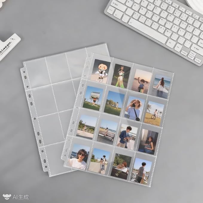 50 Pack Protective Photo Slide Pages Holds 800 2x2-2.7x2 Inch 11 Holes Pocket Photo Sheets for 3/4 Ring Binder Card Clear Album Refill PagesPhotos Clear Archival Slide Storage Album Refill Preservers