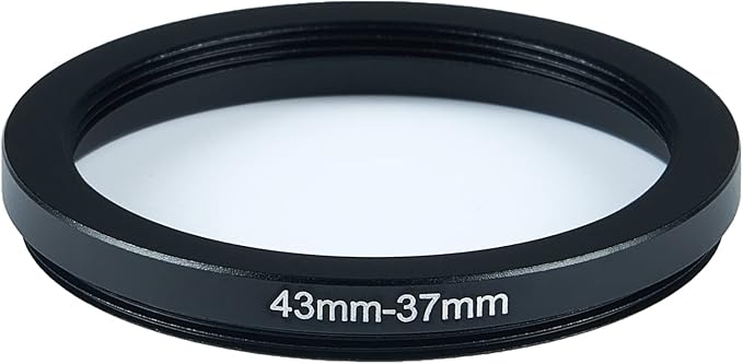 43mm Lens to 37mm Camera Lens Adapter 43mm to 37mm Step Down Ring Adapter Ring for All Brands of UV ND CPL, with Premium Lens Wiping Cloth 2 Pack (43mm-37mm)