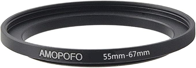 Metal Step Up Ring Adapter 55mm to 67mm Step-Up Lens Adapter Ring For Filters, Made Of CNC Machined space aluminum With Matte Black Electroplated Finish,Compatible with All 55mm Camera Lenses & 67mm A