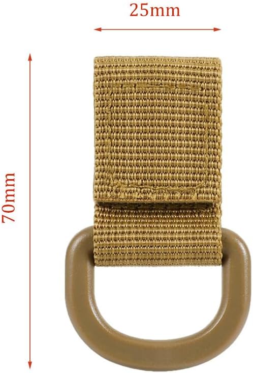 ZYAMY 8PCS Tactical D Ring Clips with Hooks and Rings Backpack Accessories Water Bottle Key Holder for Military D Ring Adapter Nylon Strap Backpack Webbing Attachment Brown/Black