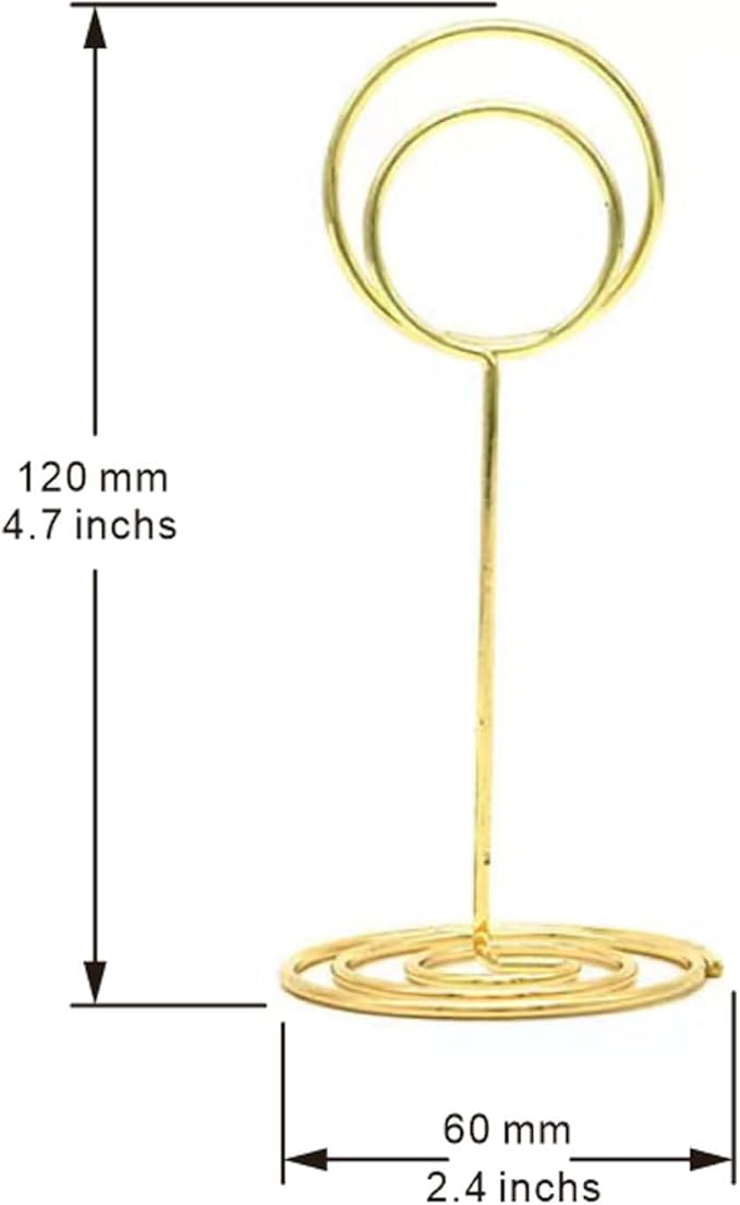 10 Pack 4.7 inch Table Number Place Card Holders, Picture Holder Photo Holder Clips, Memo Note Photo Stand. (Gold, 5 inchs)