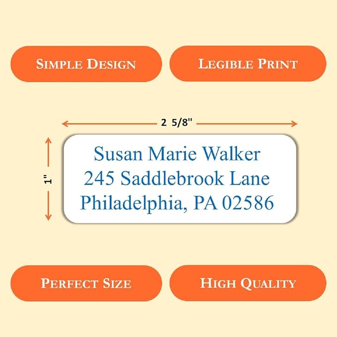 Return Address Labels Personalized, Address Labels for Envelopes, Return Labels Personalized Self Adhesive - Mailing Labels for Envelopes, 600 Labels On Sheets (White) - 21 Colors, 2 5/8" x 1"