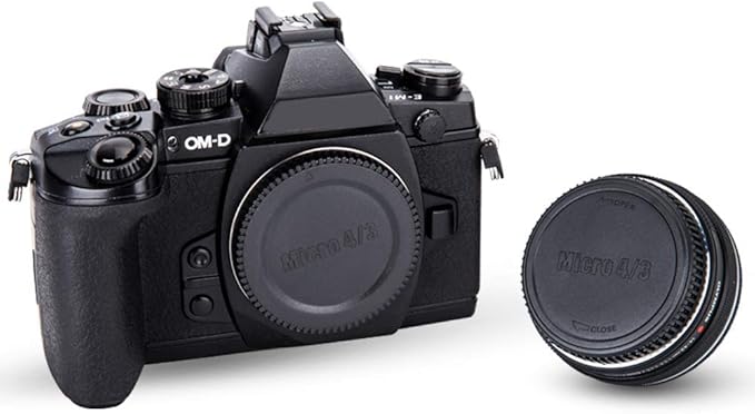2 Pack Micro 4/3 Mount Body Cap & Rear Lens Cover for Olympus OM-5 OM-5II OM-3 OM-1 OM-1II E-M1 E-M5 E-M10 E-M1X Pen E-PL10 E-PL9 E-PL8 Panasonic G9 G7 G85 G95 GH7 GH6 GH5 GX9 GX8 GX85 GF9 GF10& More