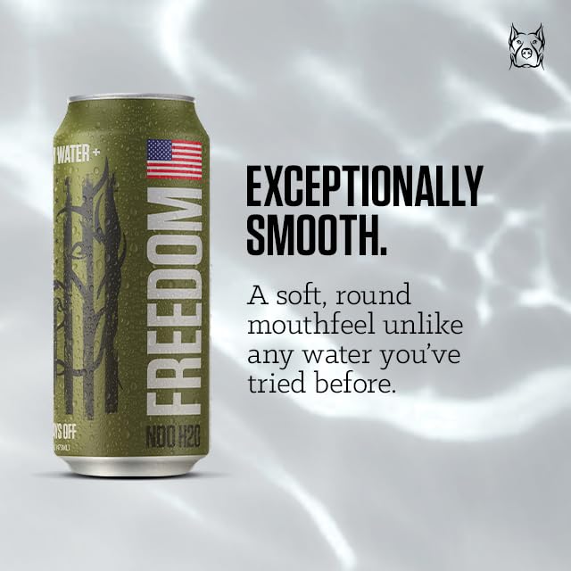 NO DAYS OFF Premium Water+ Limited FREEDOM Edition - 12 Pack, 16 fl oz Can - 8.5+ pH Alkaline Water, Ultra-Purified Reverse Osmosis, American Sourced-Filled-Packaged, Boldly Enhanced with Potassium, Served in BPA-free Cans
