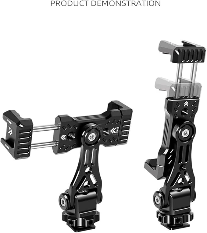 Phone Clamp Tripod Mount Adapter, Metal Phone Holder with Cold Shoe,Compatible with iPhone Sumsung Lg BlackBerry etc,Fits for Tripod Monopod Phone Cage Camera Cage