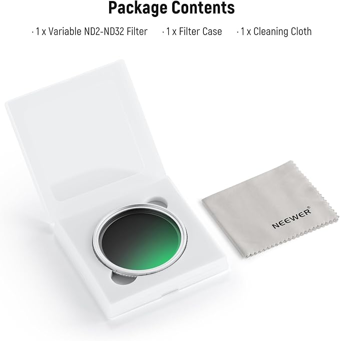 NEEWER 67mm Variable ND Filter, Slim HD ND2-32 Adjustable Neutral Density Filter Compatible with iPhone Android Samsung Camera Lens, Clip Not Included