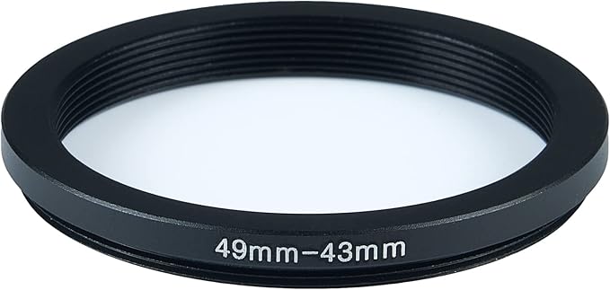 49mm Lens to 43mm Camera Lens Adapter 49mm to 43mm Step Down Ring Adapter Ring for All Brands of UV ND CPL, with Premium Lens Wiping Cloth 2 Pack(49mm-43mm)