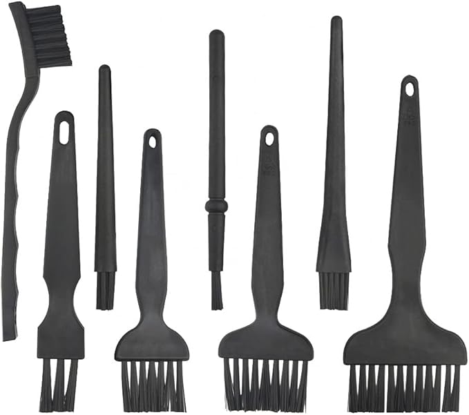 WMYCONGCONG 8 in 1 Plastic Handle Nylon Anti Static Brushes Cleaning Keyboard Brush Kit Portable Nylon Cleaning Brushes, Black