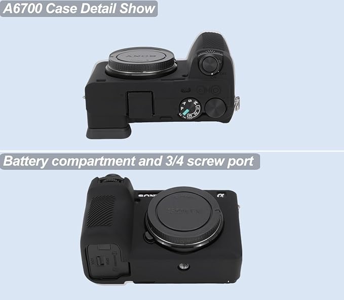 Pocoukate Case for Sony Alpha 6700 Camera, Soft Silicone Protective Cover Skin with A6700 Screen Protector Accessories for Sony Alpha 6700 Camera Silicone Case - Black