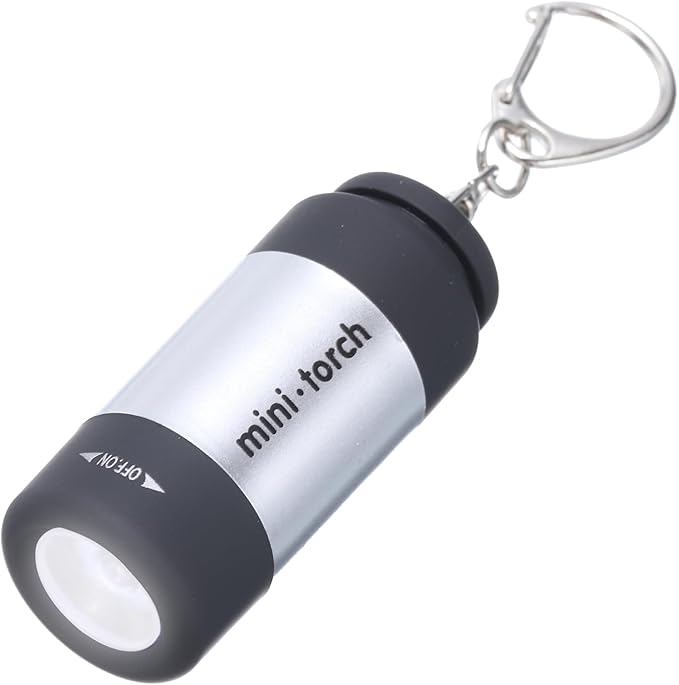 PATIKIL Mini Keychain Flashlight, Pocket LED Flashlight Portable Torch USB Rechargeable for Outdoor Camping Party, Silver Tone