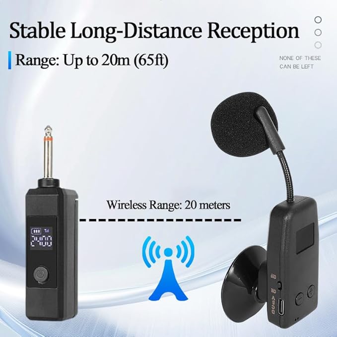 Wireless Violin Microphone with Suction Cup，Plug&Play Professional Sound Amplification for Acoustic Violin, Fiddle Performance and Recording