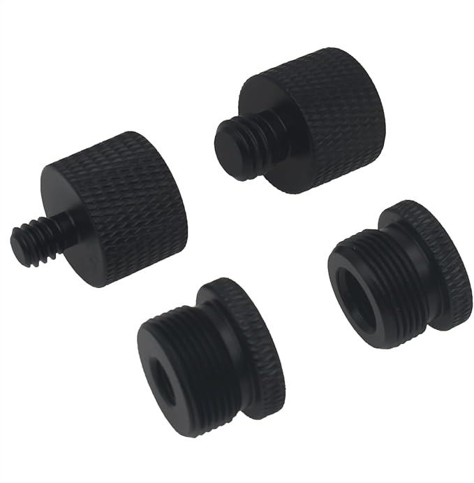 Microphone Stand Adapter Combo Pack 4 Pcs Different Thread Camera Screw Tripod Adapter for Microphone Stand and Camera Stand (1/4 & 3/8 to 5/8）