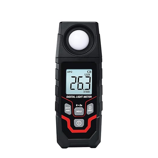 JuviPerpric Light Meter Digital Illuminance Meter, 0.1~200,000 Lux Range Bluetooth Lux Meter with Data Logging and Export, Handheld Light Meter for Plants, Photography and Garden